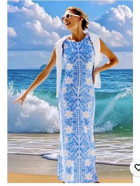 Lilly Pulitzer Dresses & Skirts - NWT Lilly Pulitzer Blue White Floral Sleeveless Maxi Dress